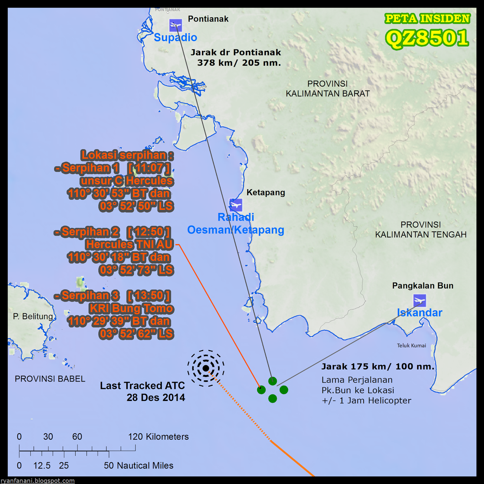 PETA INSIDEN QZ8501 Peta 3 Peta Lokasi Puing QZ8501