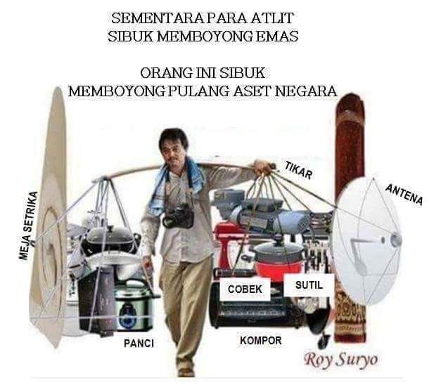Meme sindiran buat roy suryo gara-gara bawa pulang aset negara Kena Karma ? NGGLESOR DAN TERTAWA BARENG ROY SURYO