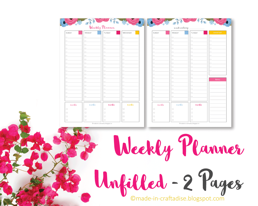 Weekly Planner Printable PDF
