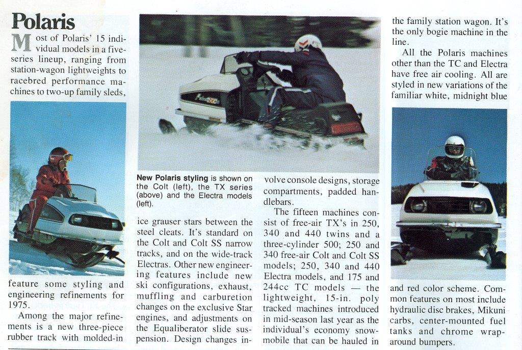 CLASSIC SNOWMOBILES OF THE PAST 1975 POLARIS SNOWMOBILES