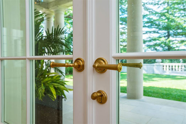 Doors hardware  brass Washington DC luxury mansion Kalorama regency style limestone