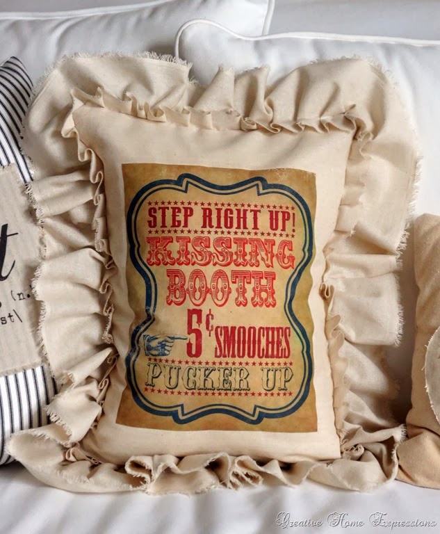 From My Front Porch To Yours- Treasure Hunt Thursday-Creative Home Expressions Kissing Booth Pillow