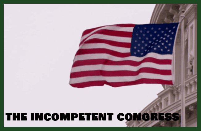The American Flag and Capitol Dome  - the incompetent Congress