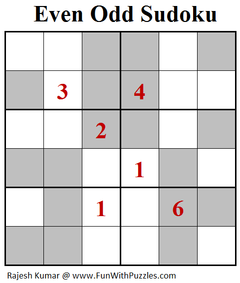 Even Odd Sudoku (Mini Sudoku Series #89)