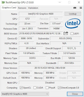 VGA intel ASUS N550JK-CN537H Core i7