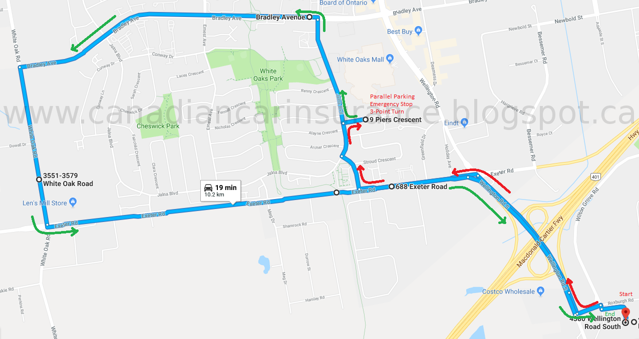 driving test route maps driving test route maps