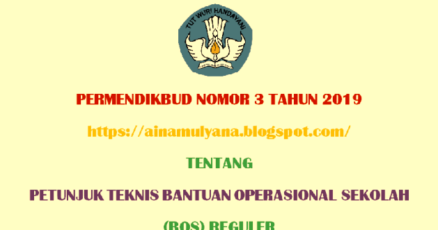 Permendikbud Nomor 3 Tahun 2019 Tentang Juknis Bos SD Smp