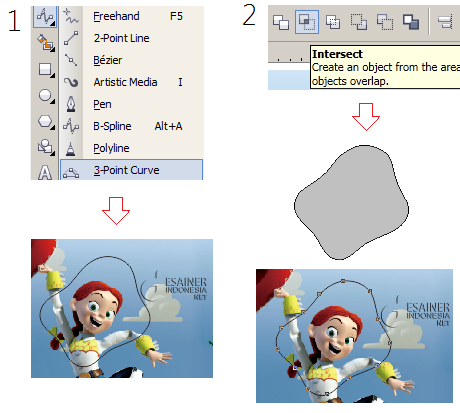 Memotong dan Menyeleksi Foto atau Gambar di CorelDraw Menggunakan Line Tool dan Intersect Tool