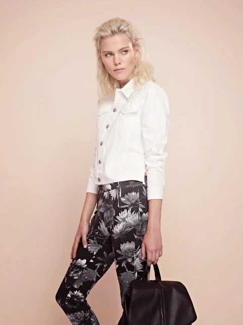 French Connection black floral trousers