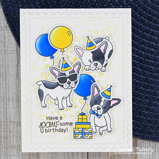 French Bulldog Birthday Card by Juliana Michaels | Fabulous Frenchies Stamp Set by Newton's Nook Designs #newtonsnook #handmade #frenchbulldog