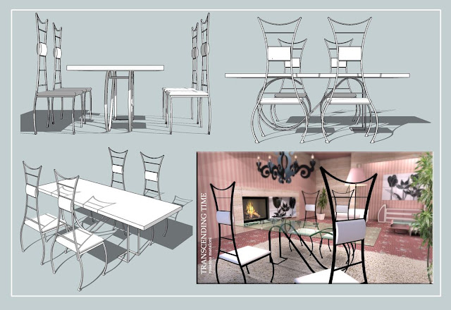 sketchup model living table and chair  "Transcending time"