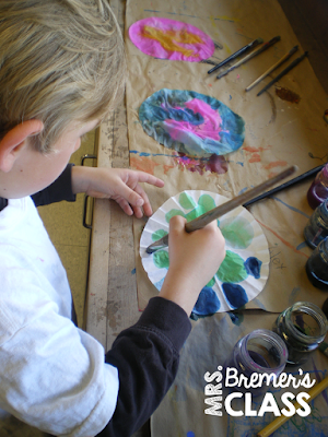Spring art activity for Kindergarten- making flowers using warm and cool colors.