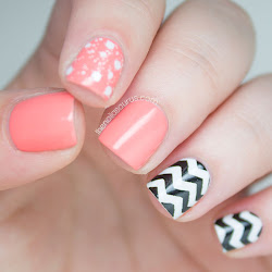 cream nail peaches peach chevron