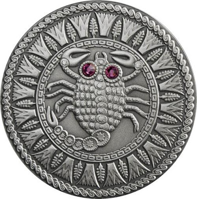 Gift Scorpio Horoscope Zodiac Swarovski Silver Coin