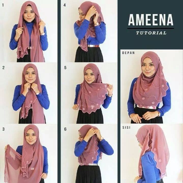 tutorial tudung shawl satin