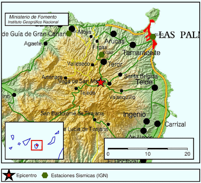 Terremoto con epicentro en San Mateo, sentido en Agaete, Gran Canaria 10 julio