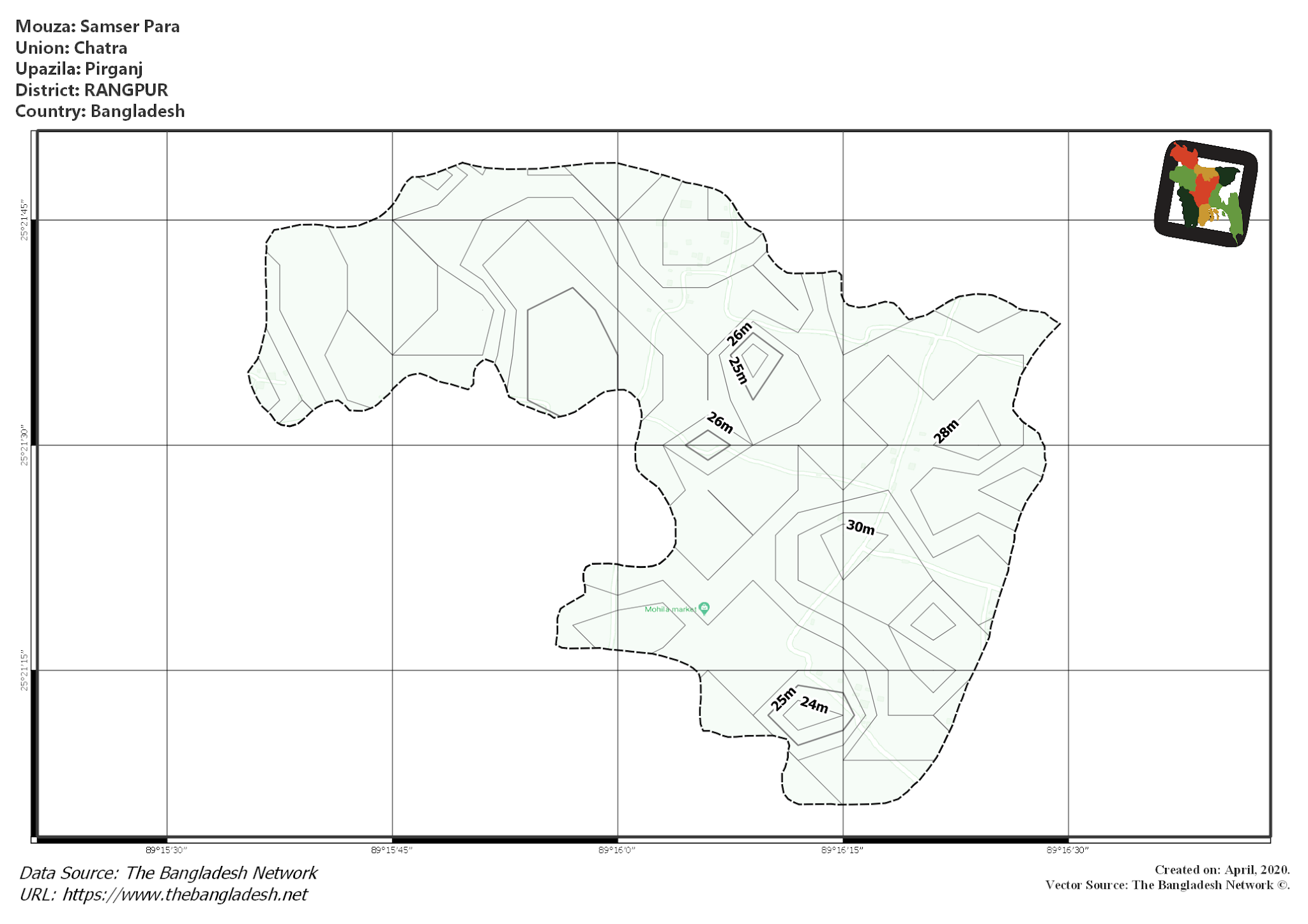 Map of Samser Para Mouza of Pirganj Upazila, RANGPUR Map of Samser Para Mouza of Pirganj Upazila, RANGPUR, Bangladesh.