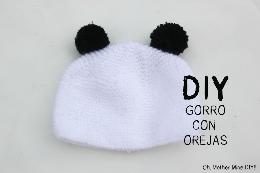 DIY Cómo hacer gorro de lana con orejas para bebe (panda)