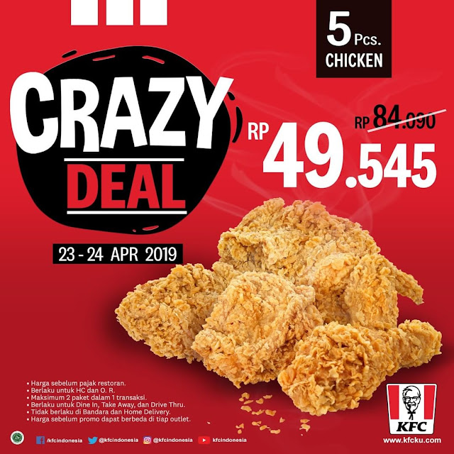 #KFC - #Promo Crazy Deal & Dapatkan 5 Ayam Mulai 49K (s.d 24 April 2019) #KFC - #Promo Crazy Deal & Dapatkan 5 Ayam Mulai 49K (s.d 24 April 2019)
