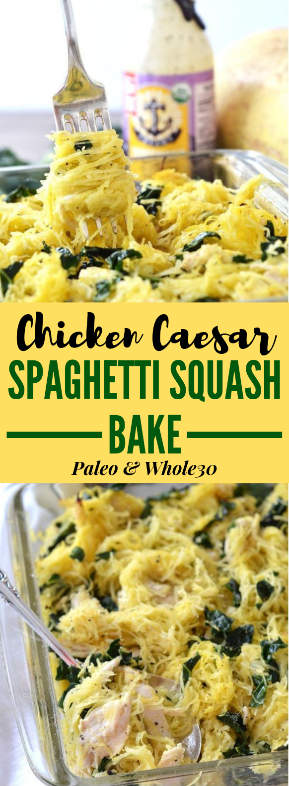 CHICKEN CAESAR SPAGHETTI SQUASH BAKE #Whole30 #Paleo CHICKEN CAESAR SPAGHETTI SQUASH BAKE #Whole30 #Paleo