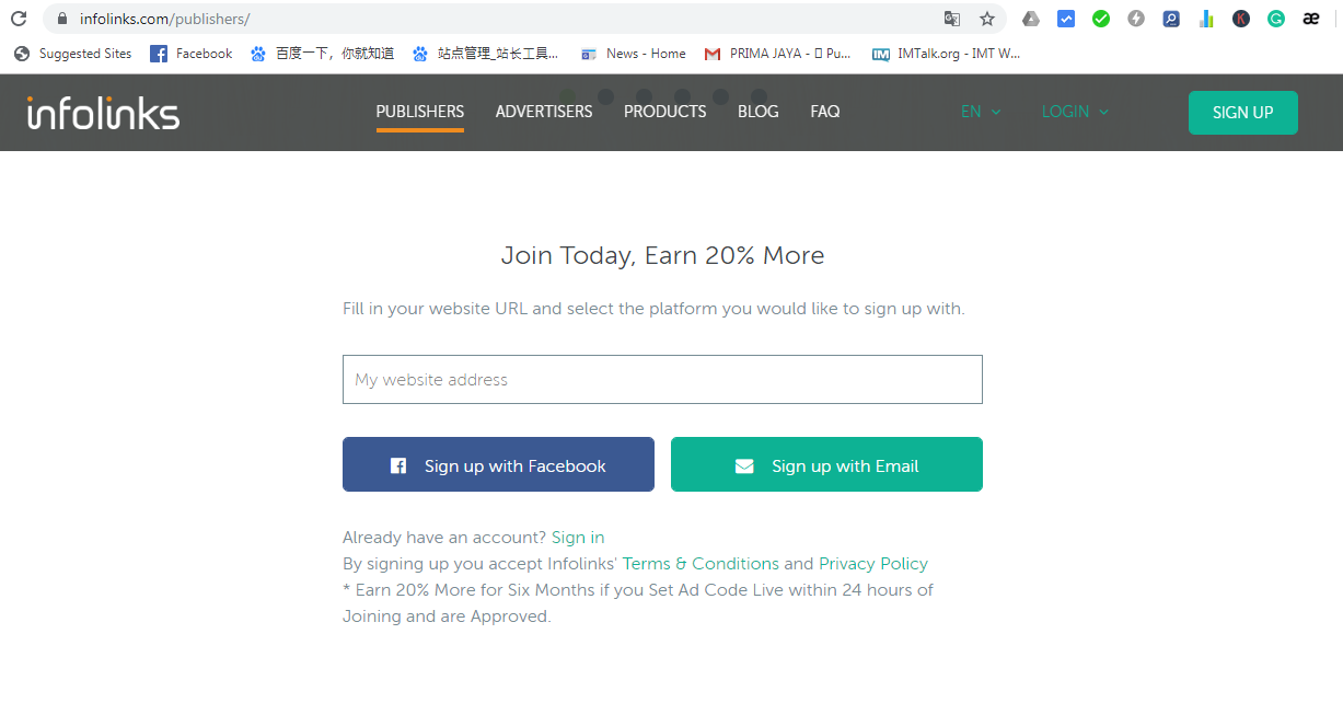 Cara Mendaftar Menjadi Publisher Infolinks