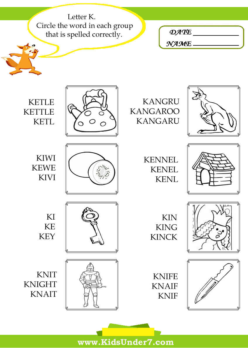 K Kindergarten Words