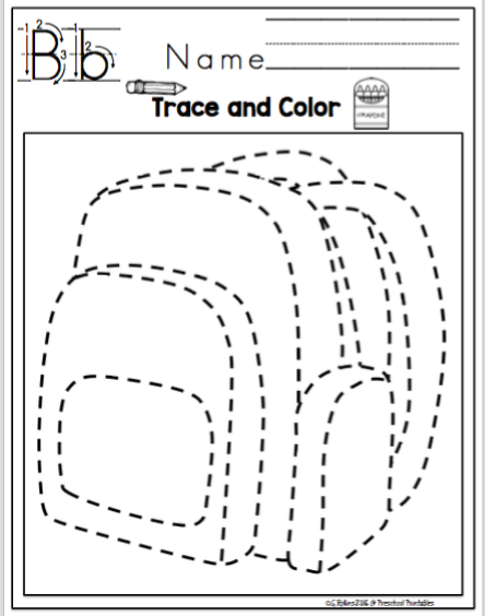 School Supplies Color and Trace "No Prep" ~ Preschool Printables
