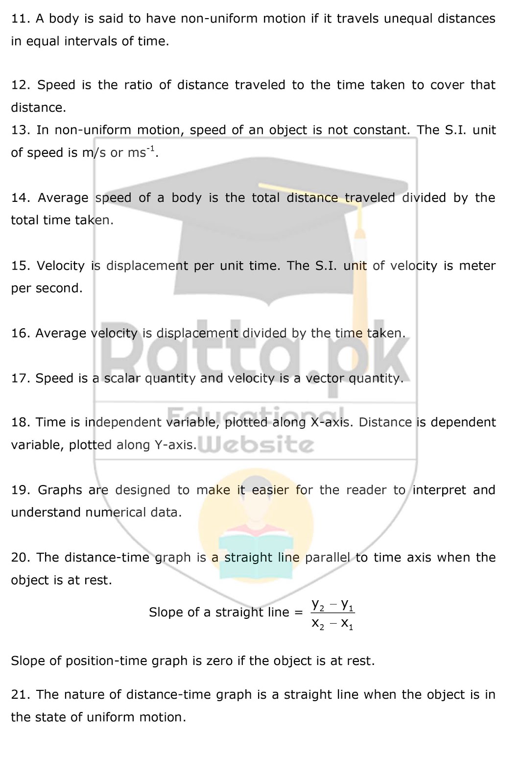 9th Physics Chapter 1 Motion Notes Definitions & Formulae Ratta.pk