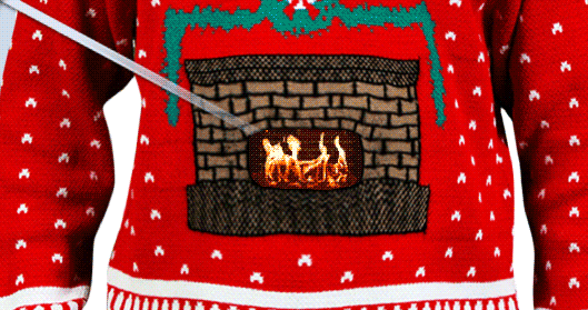 Knitted Crackling Fireplace Christmas Sweater