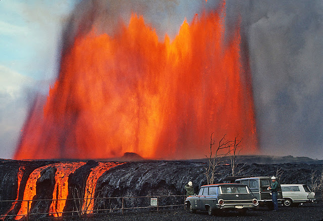 Fotografías erupción del volcán Kilauea entre 1969 y 1974