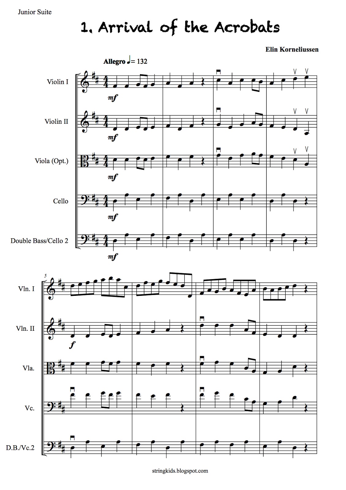 String Kids Orchestra Junior Suite 1 Arrival of the Acrobats