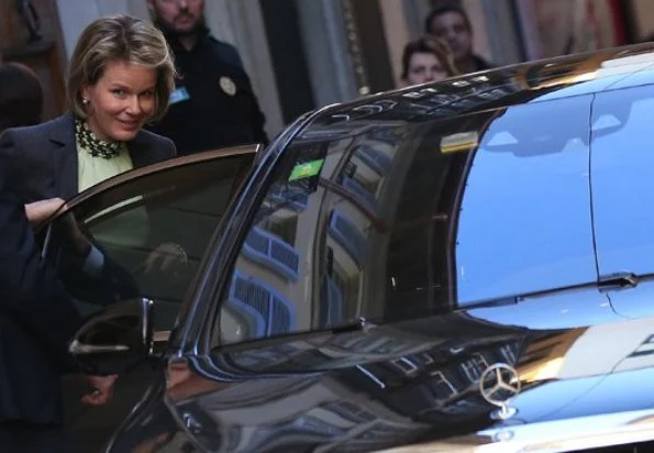 Queen Mathilde was seen during Armani store in Milan. Queen Mathilde will visit Denmark on a state visit from the 28th - 30th of March