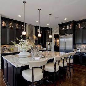 Black Kitchen Cabinets in traditional style :: OrganizingMadeFun.com