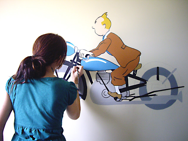 pintura mural tintin tin tin