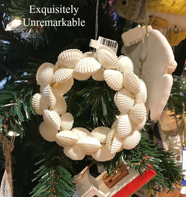 clam Shell Ornament Silver Shell Christmas Ornament wreath Silver Ornament 