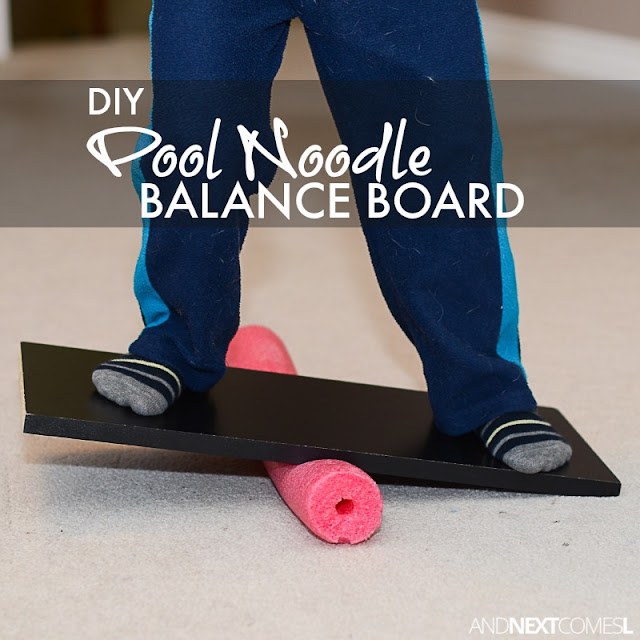 How to make a balance board for kids using a pool noodle from And Next Comes L