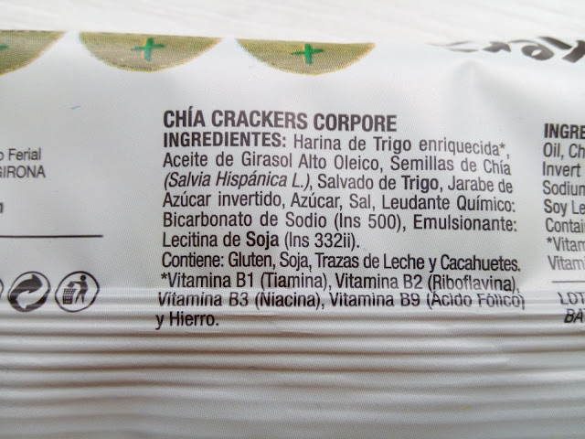 Ingredientes chia crackers 62 grs