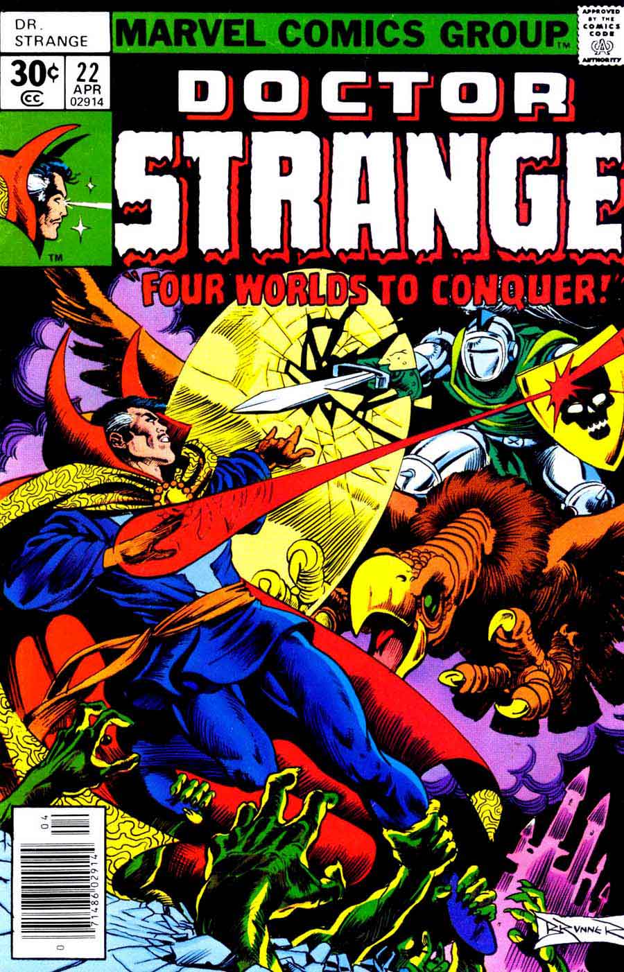Frank Brunner  bronze age 1970s marvel comic book cover art - Doctor Strange v2 #22