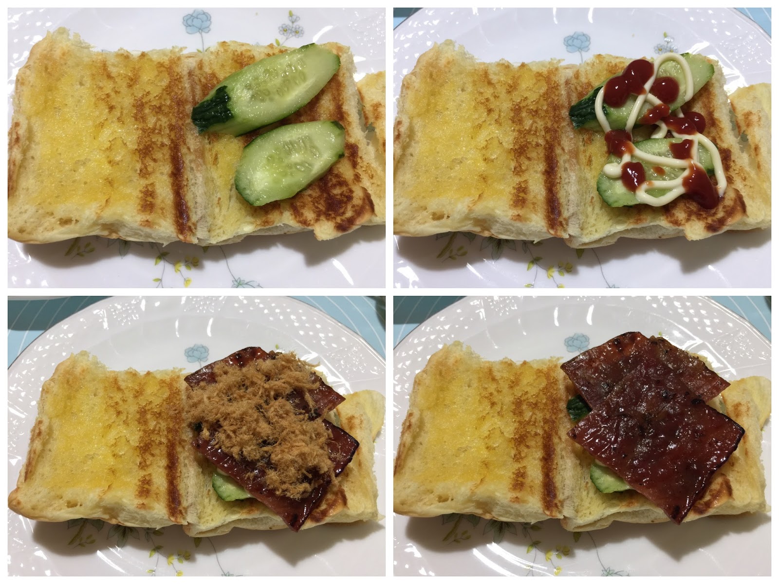 Long Yoke Bread with Dried Chicken Floss