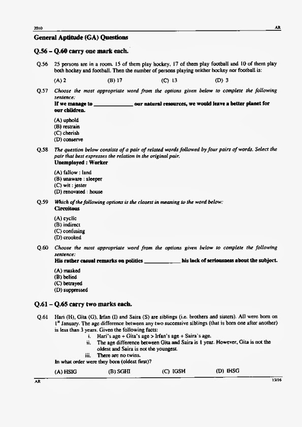 The Architecture Studio (India) Gate Exam Paper 2010
