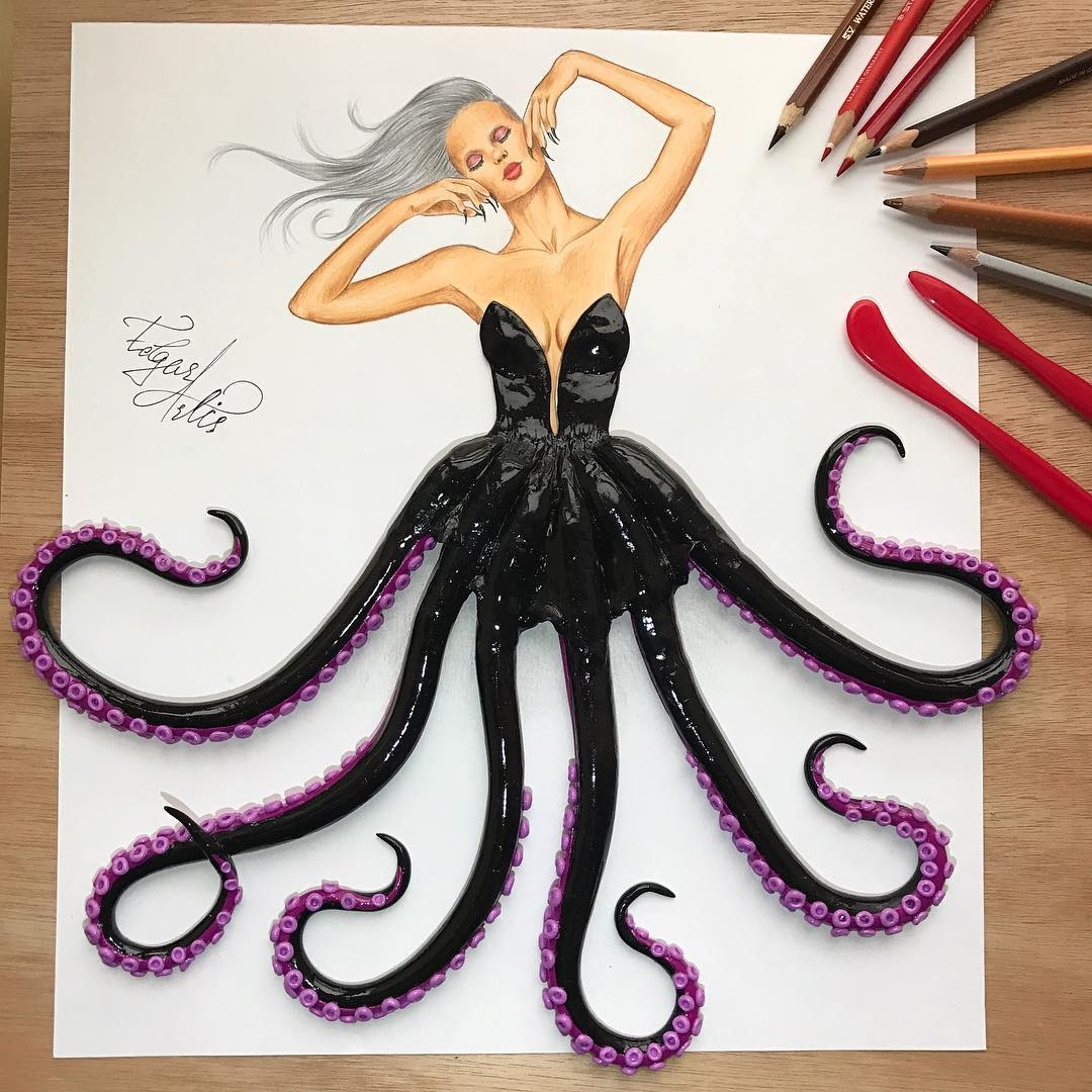 07-Octopus-Dress-Edgar-Artis-Multimedia-Drawings-and-Food-Art-Dresses-www-designstack-co