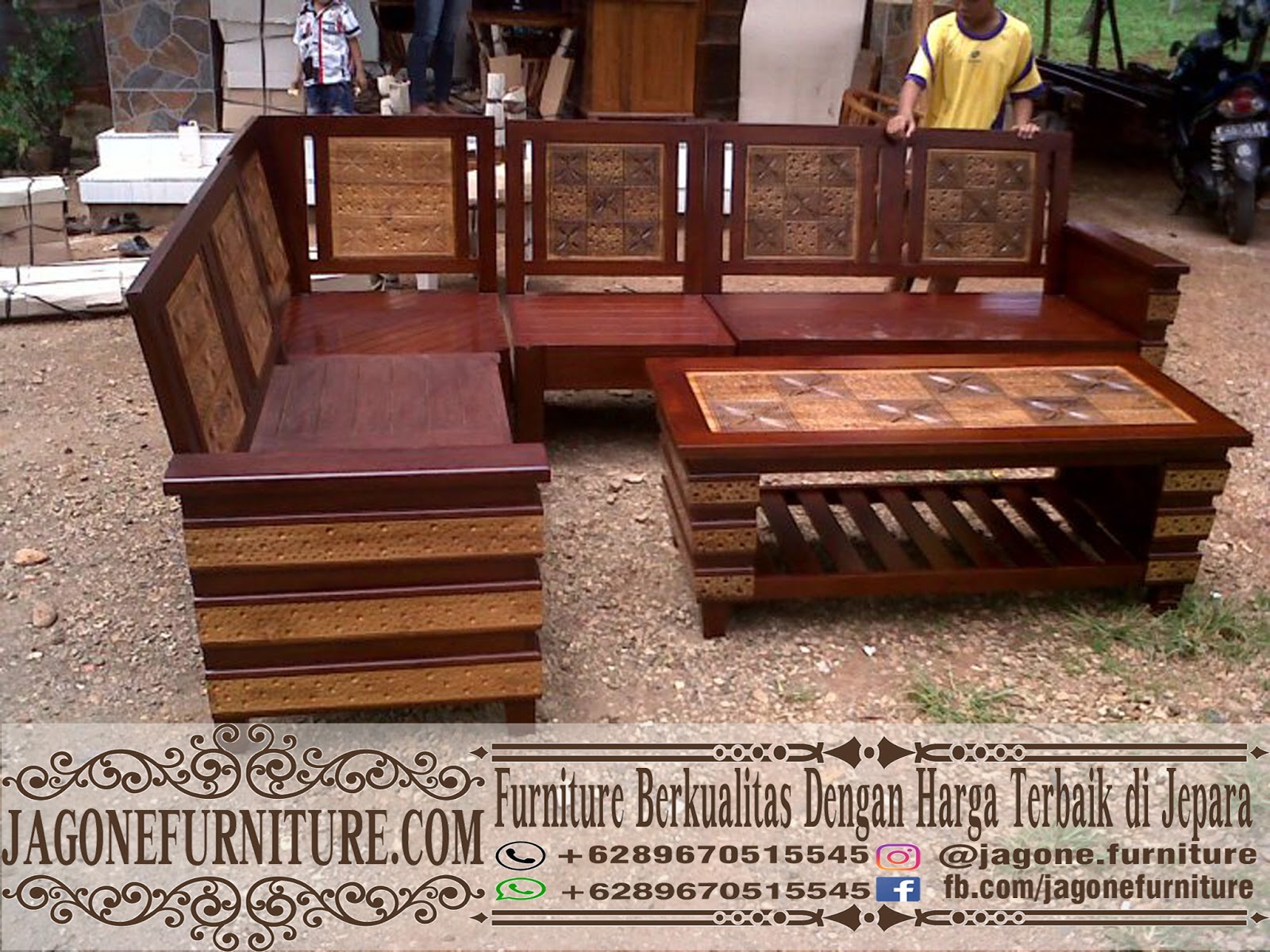  Kursi  tamu Sudut  Jati Minimalis Jepara Jagone Furniture