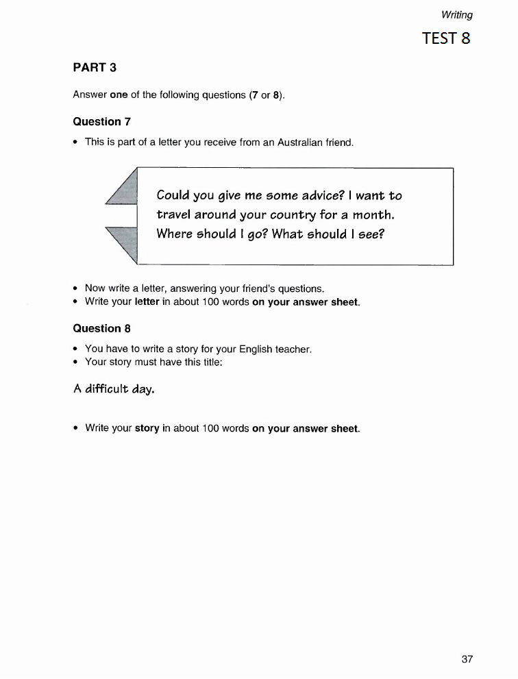 BENGLISH B1 WRITING TEST 8 benglish-b1-writing-test-8