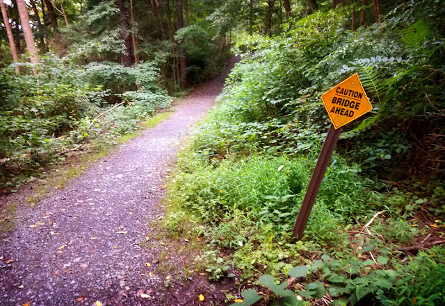 Bridge Ahead Sign on McDade Trail