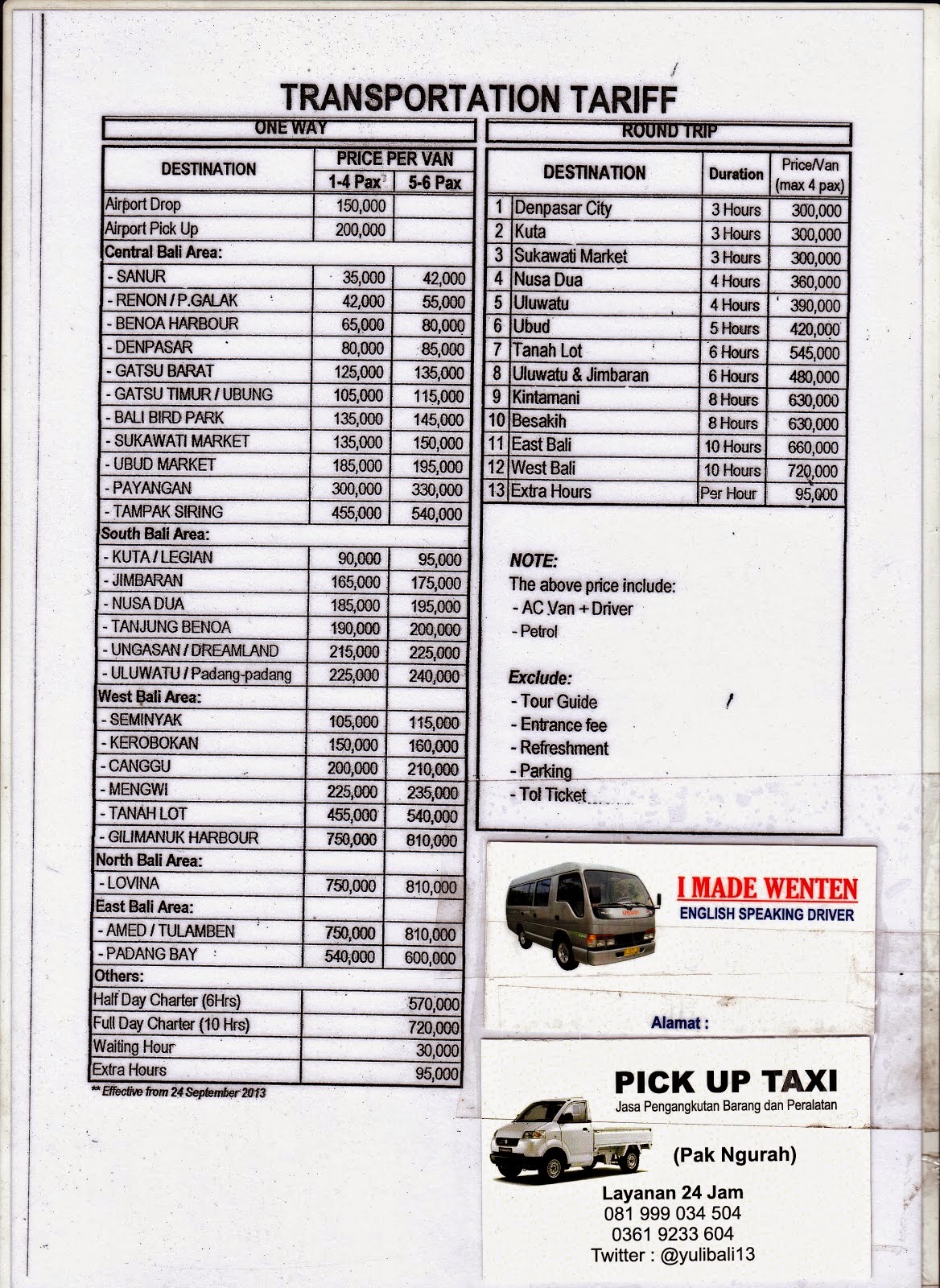 PRICE LIST TAXI PICK UP & CARGO PROMO TERHEBOHHH = 085100233604