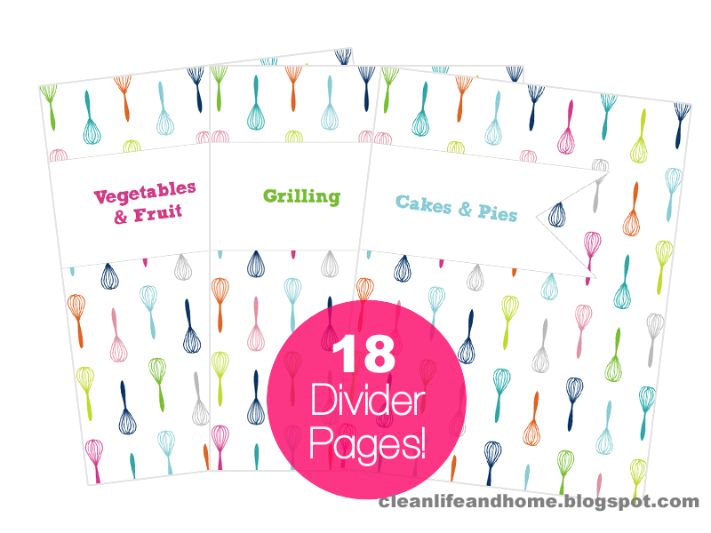 Clean Life and Home: Printable Recipe Binder  with Divider Tabs! 