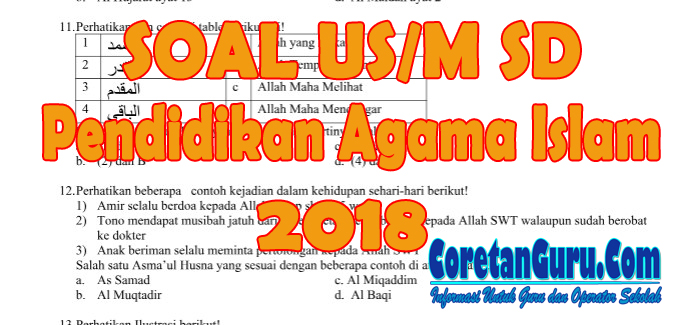 Soal Us Pendidikan Agama Islam Pai Kelas 6 Sd Tahun 2018 Coretan Guru