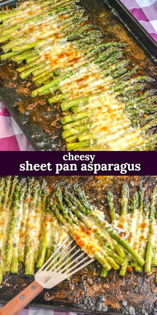 Garlic Roasted Cheesy Sheet Pan Asparagus