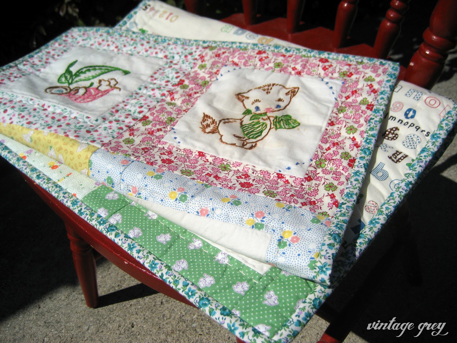 vintage grey: vintage quilt and sweet gifts
