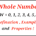 Whole number defination with example and properties in hindi